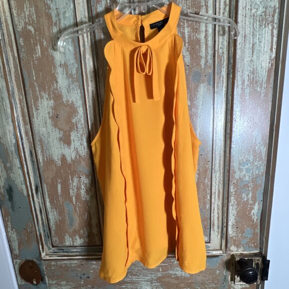 Victoria Beckham For Target Light Orange Halter Style Blouse Size L Ruffles - Picture 2 of 9